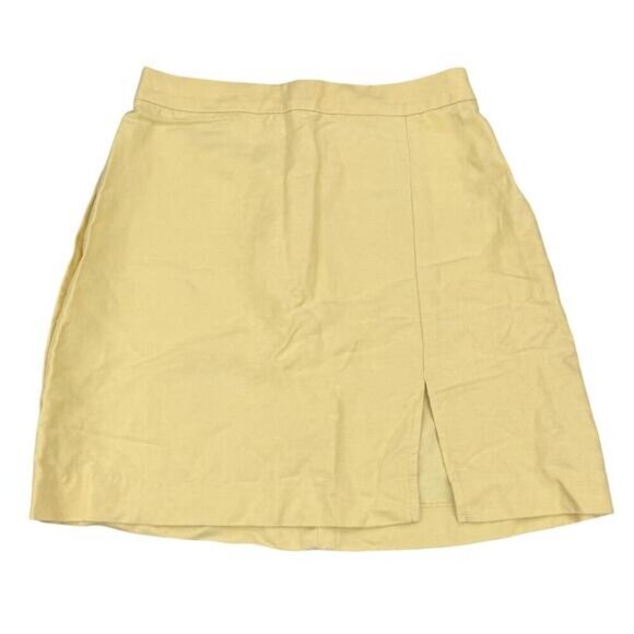 WILFRED Aritzia Patio Linen High-Waisted A-Line Mini Skirt Sz 0 Yellow - Picture 3 of 6